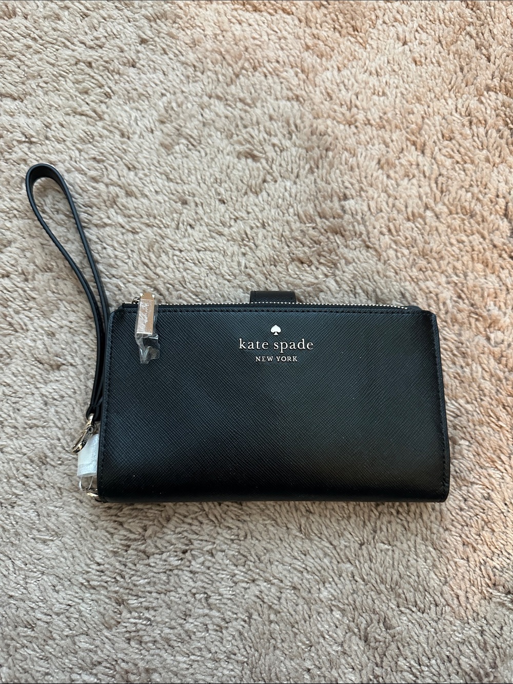 kate spade Black Leather Wristlet Clutch with Wrist Strap